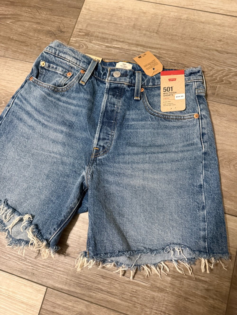Levi's Blue Denim 501 Mid-High Shorts with Tags - Picture 3 of 5